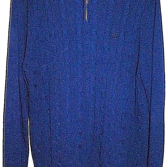 Men's L Chaps Ralph Lauren Blue Cable Knit Sweater - Picture 5 of 8